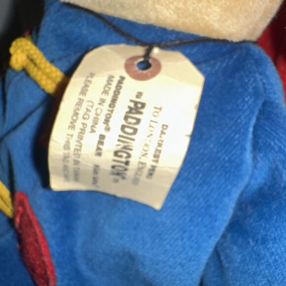 W Tags PADDINGTON PLUSH VTG 11” Bear Red Hat Blue Jacket Vintage Kids Gifts Toy - Picture 5 of 8